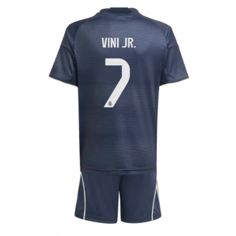 Billige Fotballdrakt Real Madrid Vinicius Junior #7 Replika Bortedraktsett Barn 2025-26 Kortermet (med bukser)